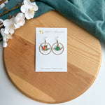 Hoop crane earrings - green