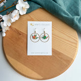 Hoop crane earrings - green