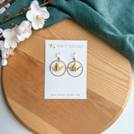 Hoop crane earrings - yellow