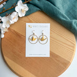 Hoop crane earrings - yellow
