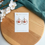 Hoop crane earrings - coral