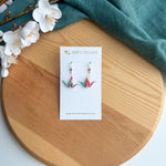Tiny crane earrings - blue