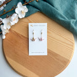 Tiny crane earrings - pink/gold
